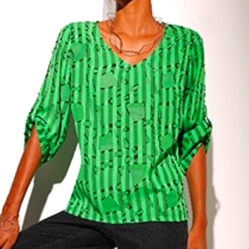 TAB SLEEVE MIX PRINT BLOUSE WOMENS 18 CREATION L